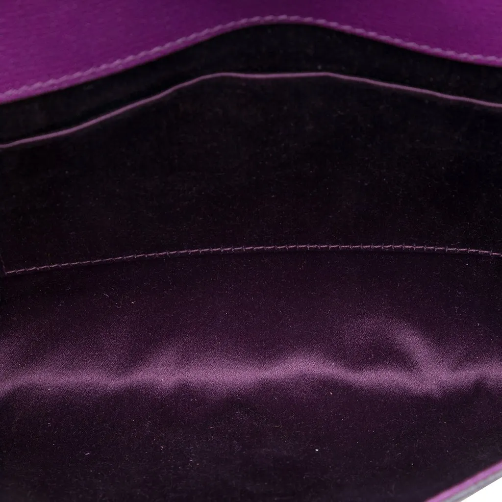 Saint Laurent Textured Leather Chyc Ligne Clutch Purple Leather Good - Model View