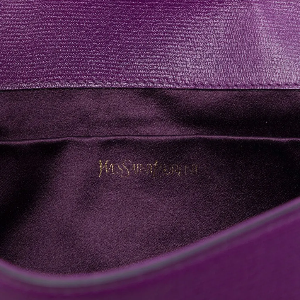 Saint Laurent Textured Leather Chyc Ligne Clutch Purple Leather Good - Box View