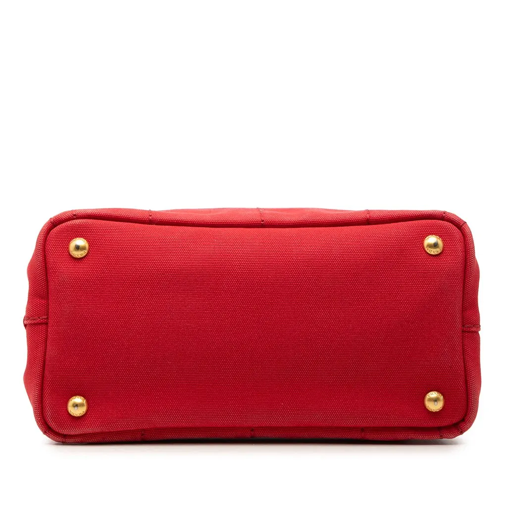 Prada Small Canvas Canapa Logo Tote Red Very good - Inside View