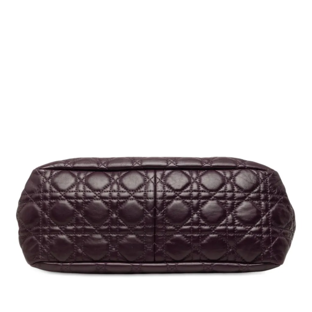 Dior Lambskin Cannage New Lock Shoulder Bag Purple Leather Very good - Inside View