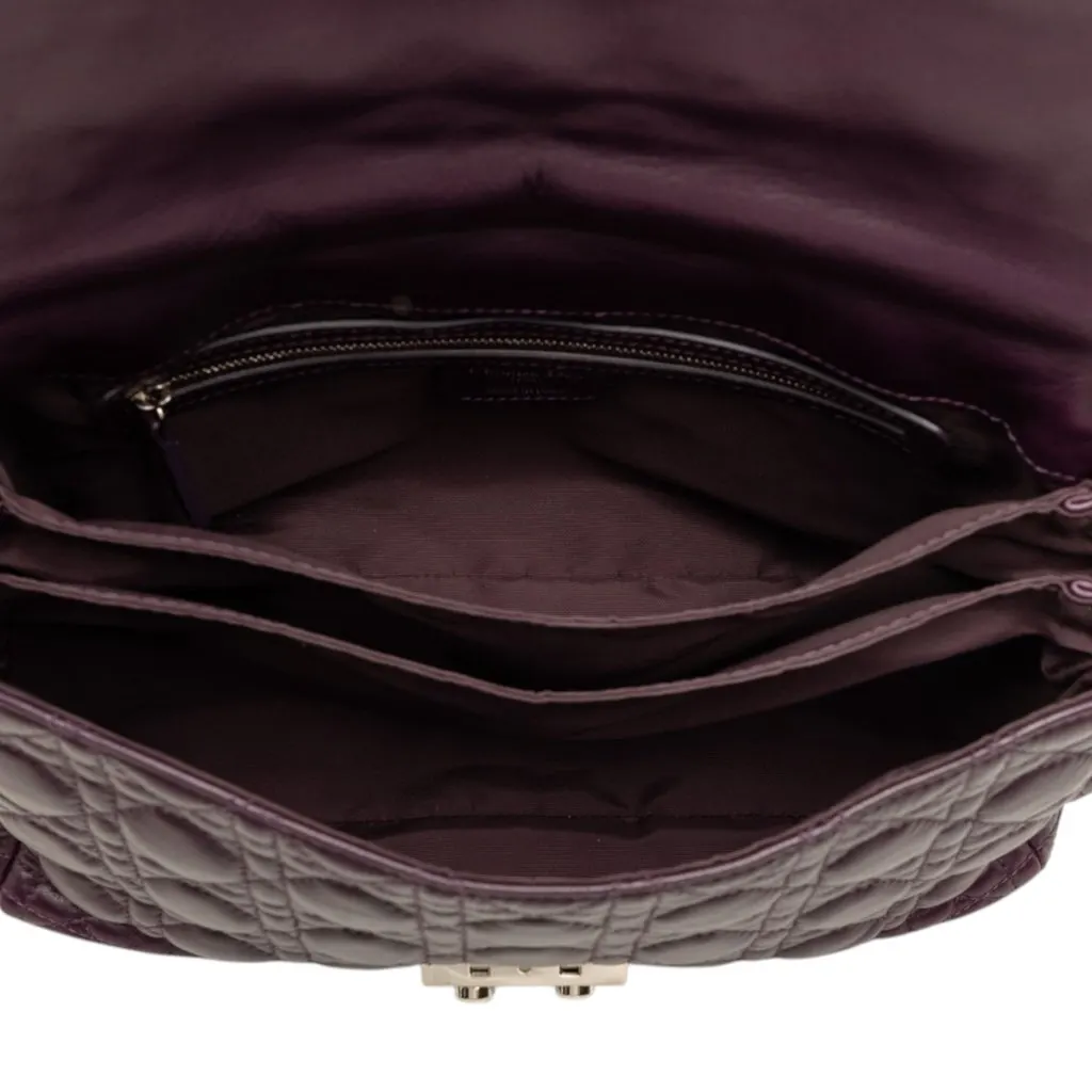 Dior Lambskin Cannage New Lock Shoulder Bag Purple Leather Very good - Model View