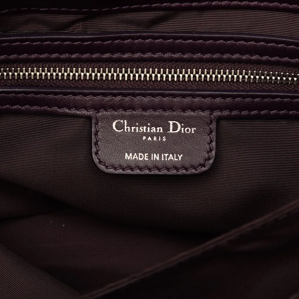 Dior Lambskin Cannage New Lock Shoulder Bag Purple Leather Very good - Box View