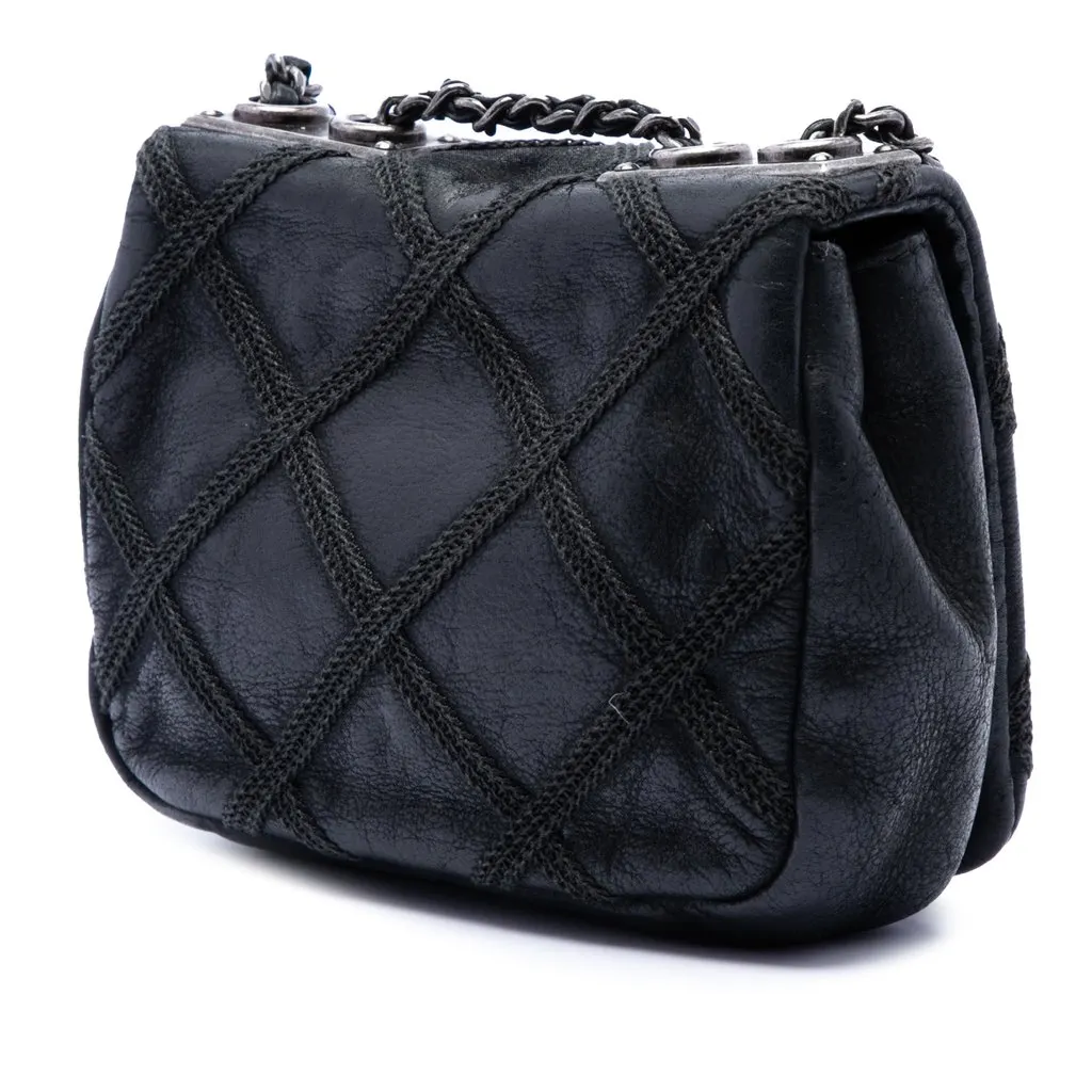 Chanel Mini CC Iridescent Calfskin Diamond Stitch Flap Black Leather Very good - Back View