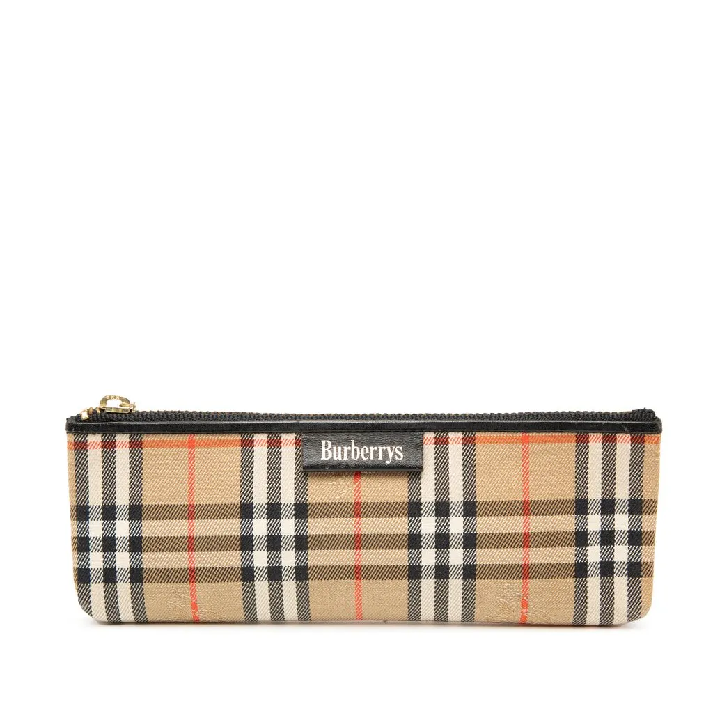Burberry Haymarket Check Canvas Pencil Case Beige Very good - Front View