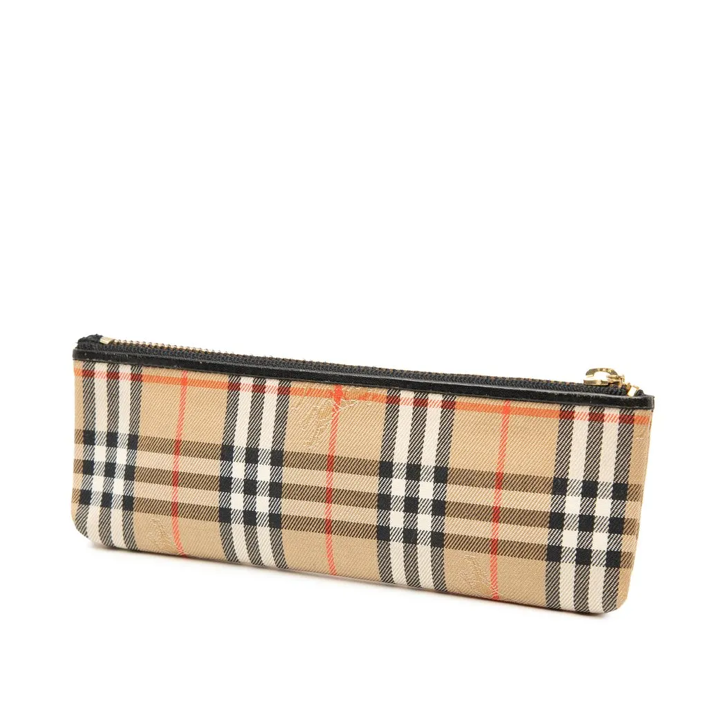Burberry Haymarket Check Canvas Pencil Case Beige Very good - Back View