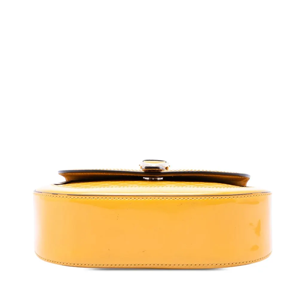 Gucci Small Microguccissima Patent Stirrup Crossbody Yellow Leather Very good - Inside View