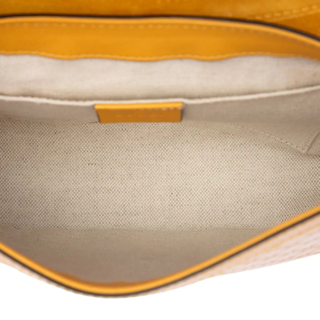 Gucci Small Microguccissima Patent Stirrup Crossbody Yellow Leather Very good - Model View