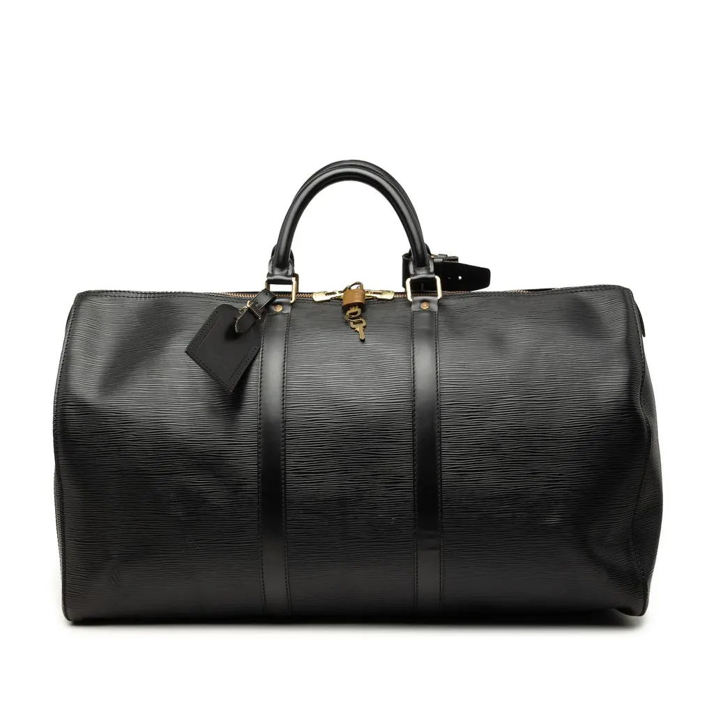 Louis Vuitton Epi Keepall 50 Black Leather Very good - Front View