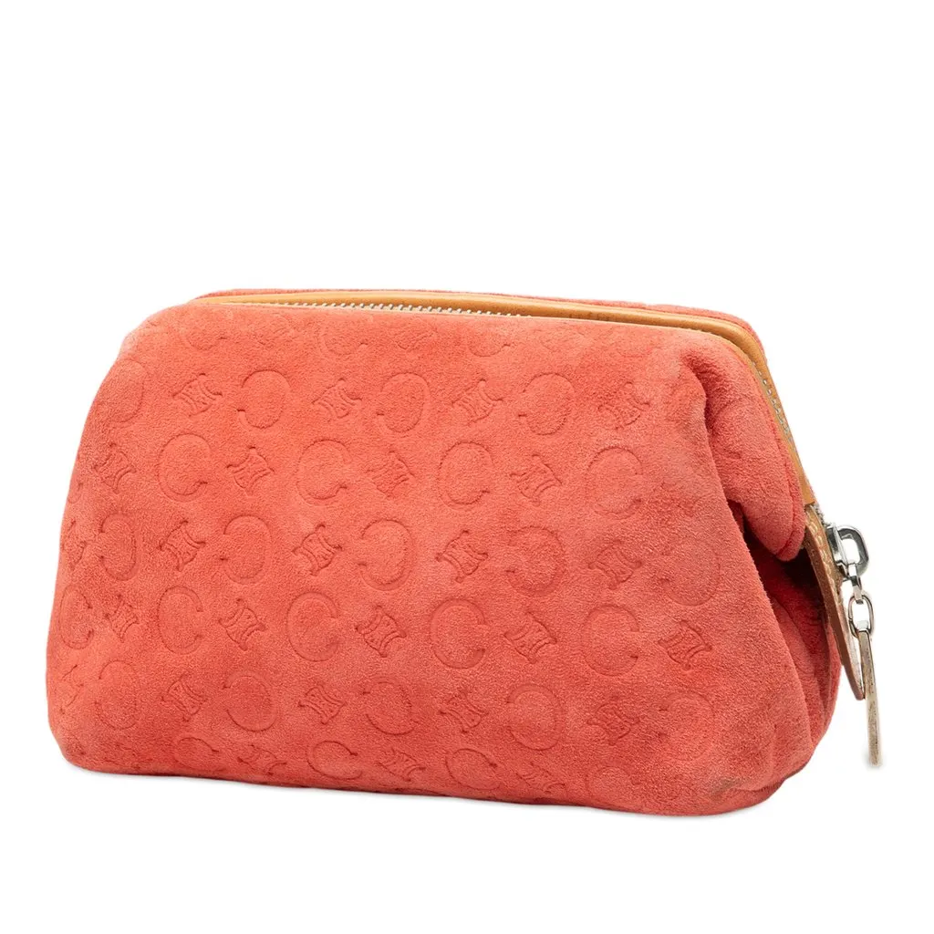 Celine C Macadam Suede Pouch Orange Leather Very good - Back View