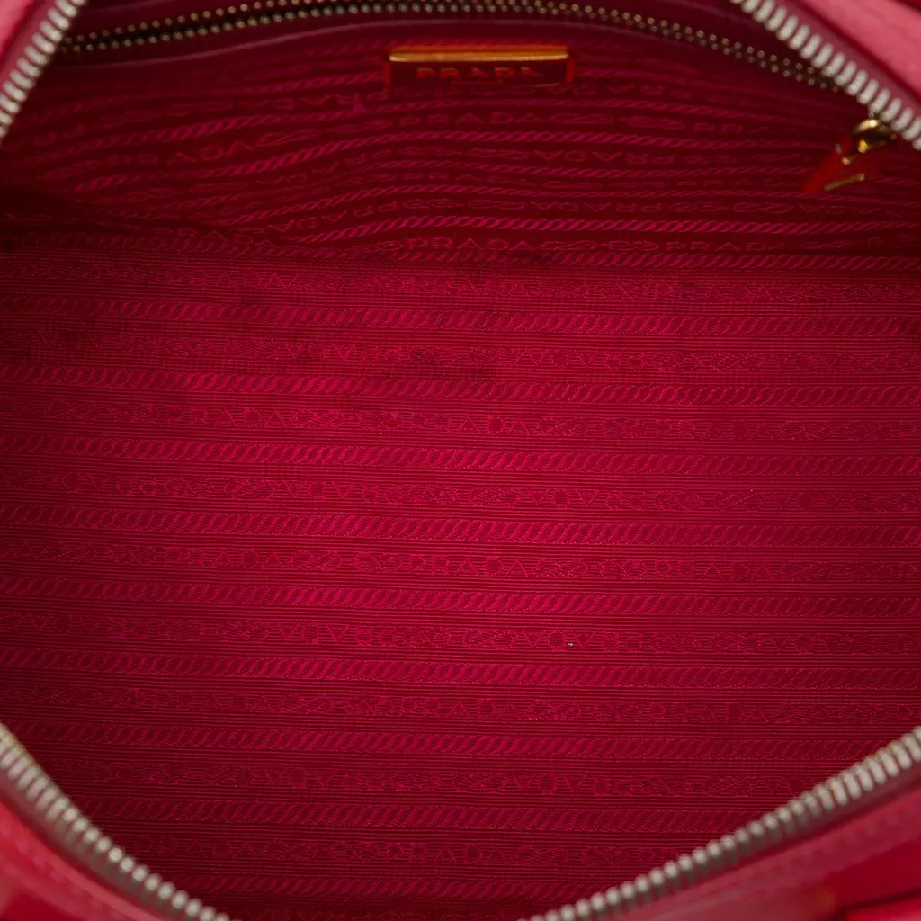 Prada Saffiano Lux Convertible Bowler Bag Red Leather Very good - Model View
