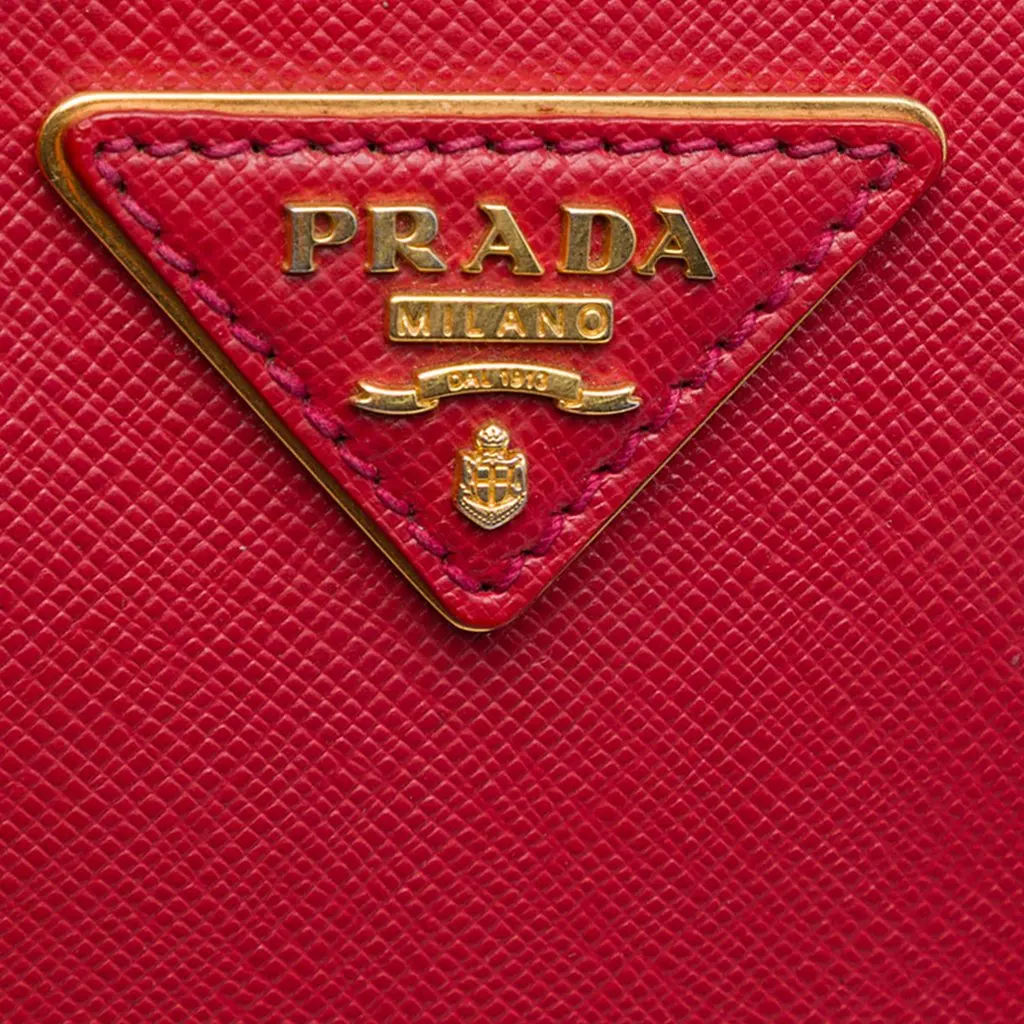 Prada Saffiano Lux Convertible Bowler Bag Red Leather Very good - Box View