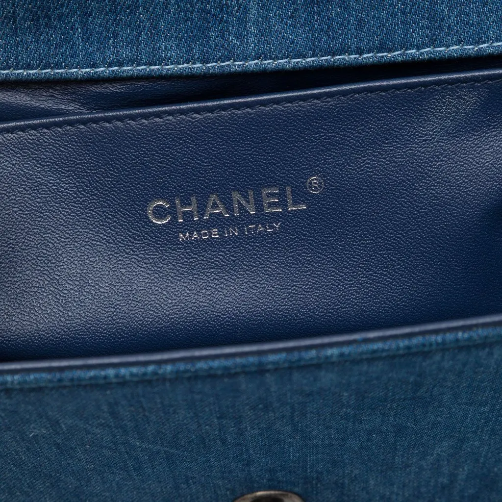 Chanel Old Medium Quilted Denim and Tweed Boy Flap Blue Tweed Very good - Box View