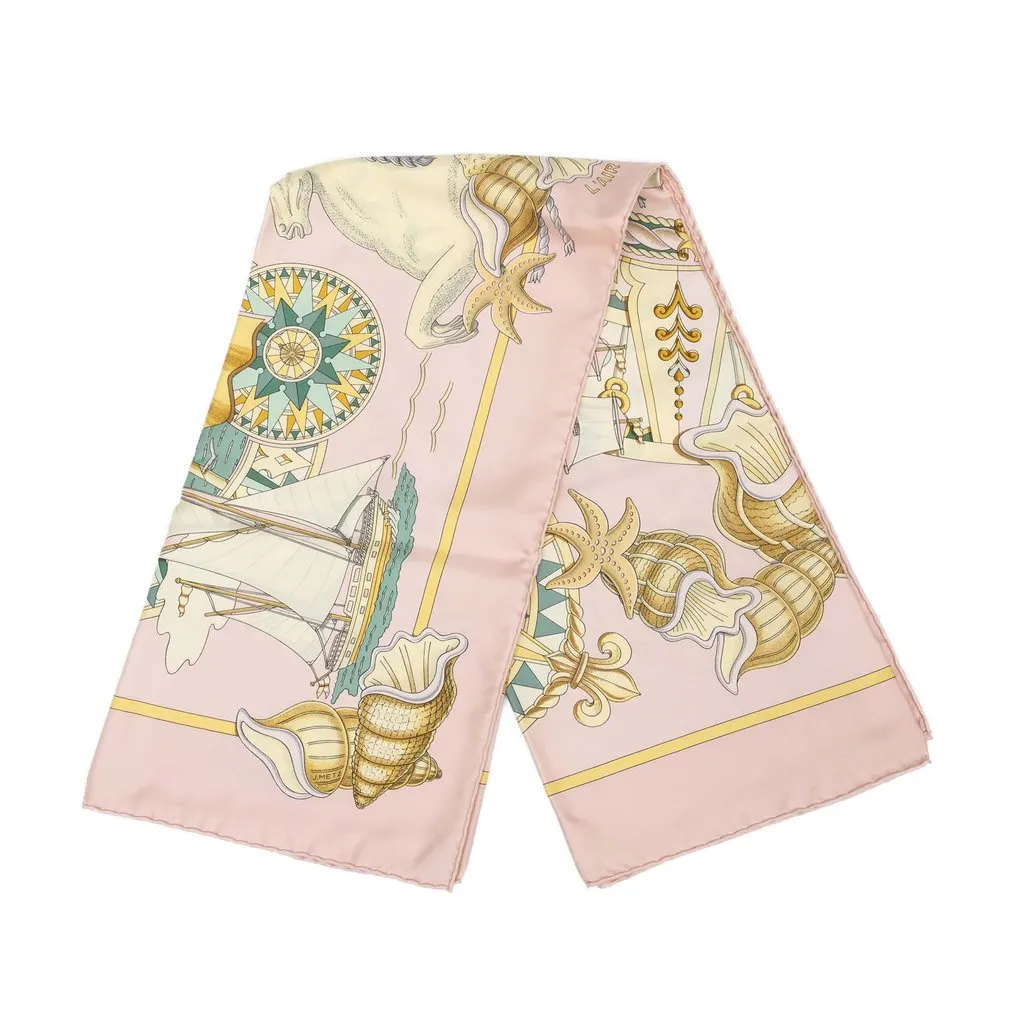 Hermès L Air Marin Silk Scarf 90 Pink Silk Very good - Front View
