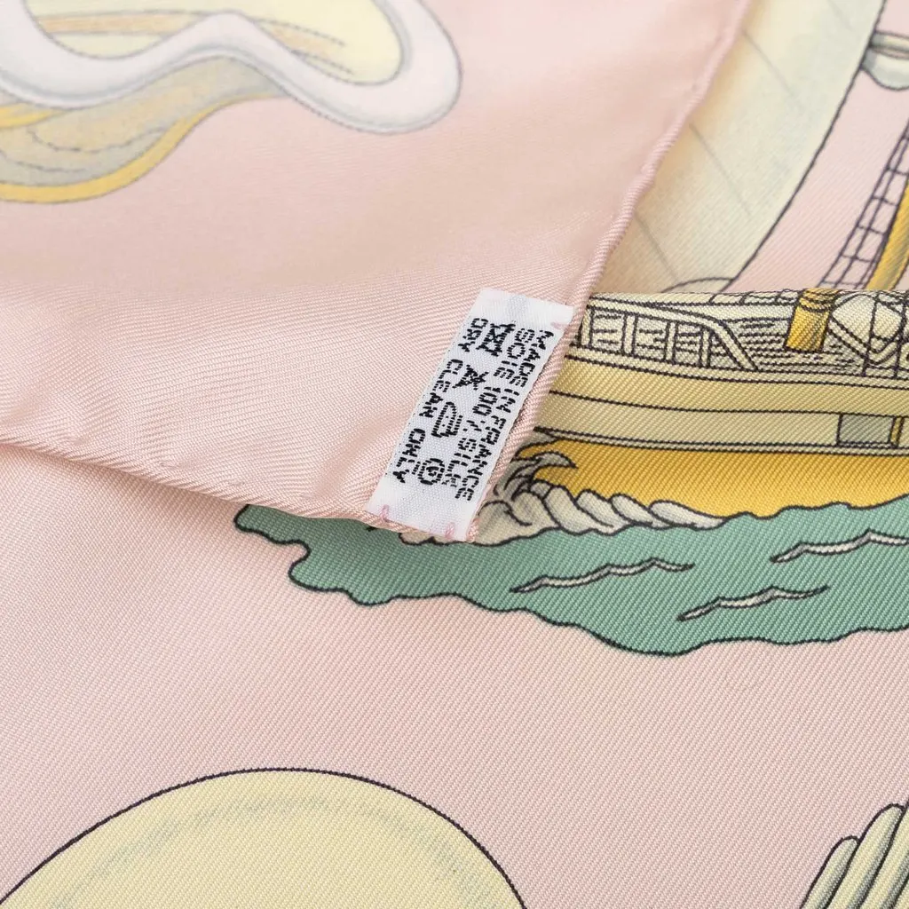 Hermès L Air Marin Silk Scarf 90 Pink Silk Very good - Back View