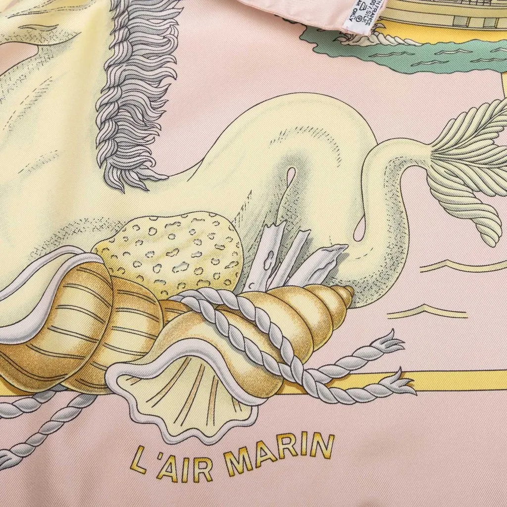 Hermès L Air Marin Silk Scarf 90 Pink Silk Very good - Inside View