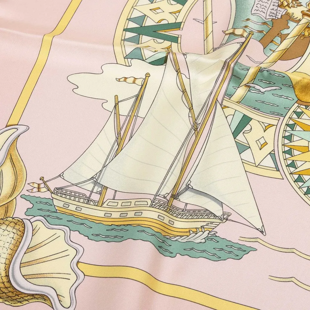 Hermès L Air Marin Silk Scarf 90 Pink Silk Very good - Model View