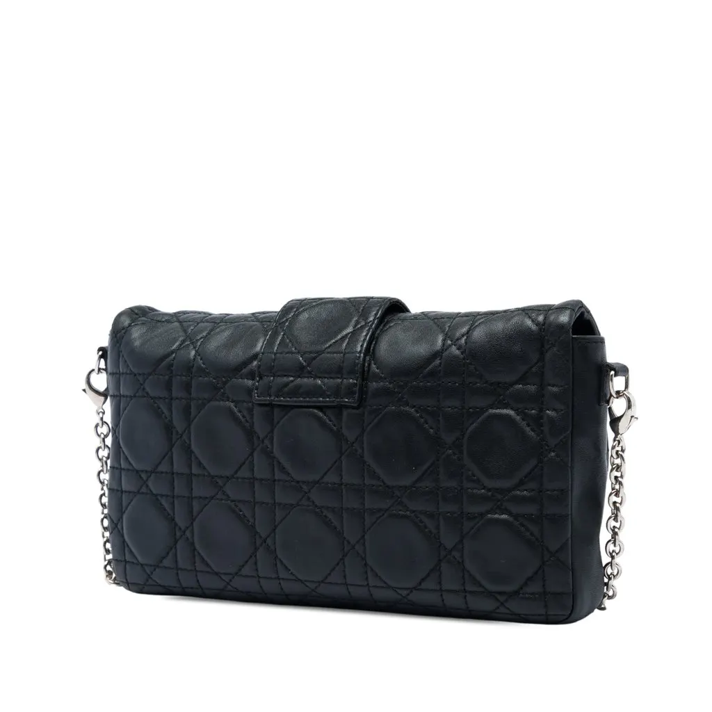 Dior Lambskin Cannage New Lock Pouch Black Leather Very good - Back View