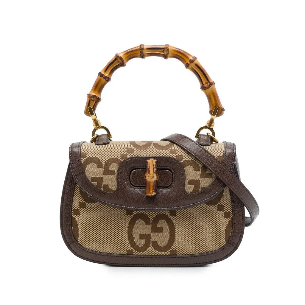 Gucci صغيرة جامبو GG قماش ويب بامبو 1947 توب Handle حقيبة