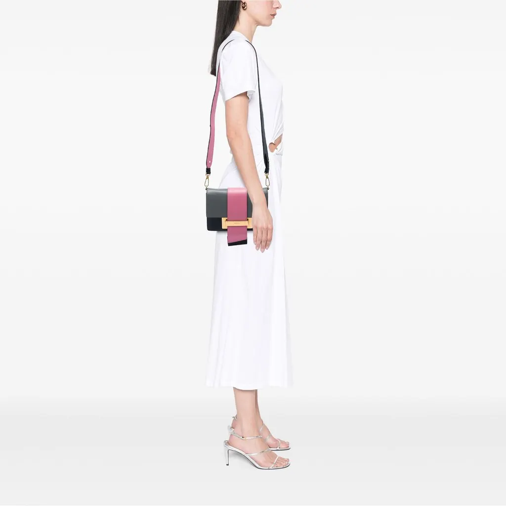 Prada Tricolor City Calf Ribbon Crossbody Black Leather Very good - Box View