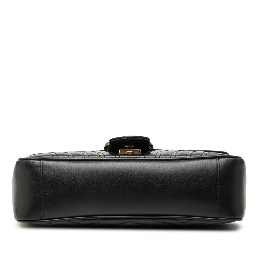 Gucci Medium GG Marmont Matelasse Calfskin Shoulder Bag Black Leather Very good - Inside View