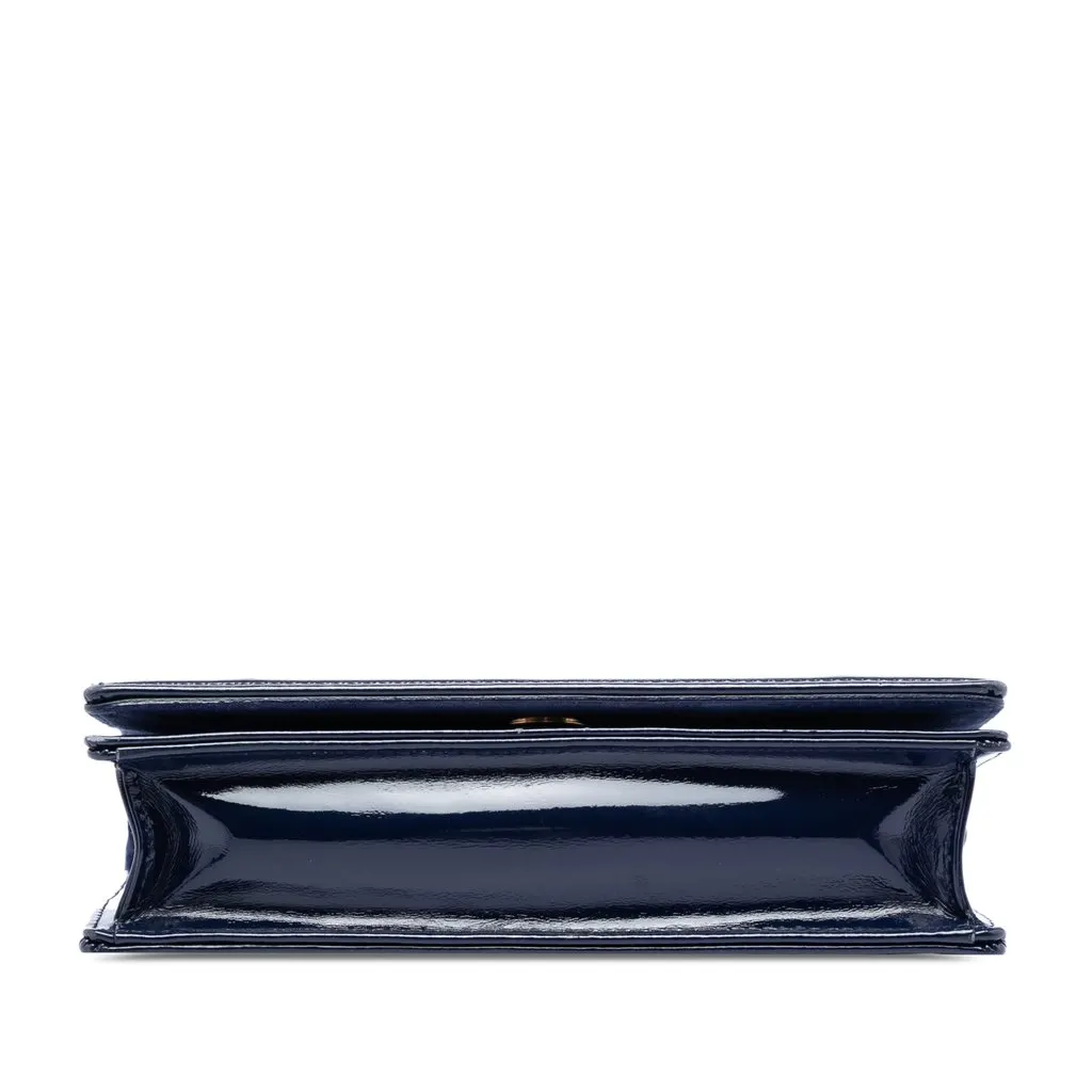 Dior Patent Studded Diorama Top Handle Wallet on Chain Blue Leather Very good - Inside View
