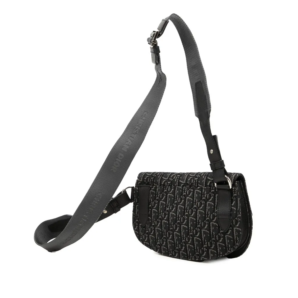 Dior Oblique Canvas Saddle Messenger Bag Black Very good - Back View