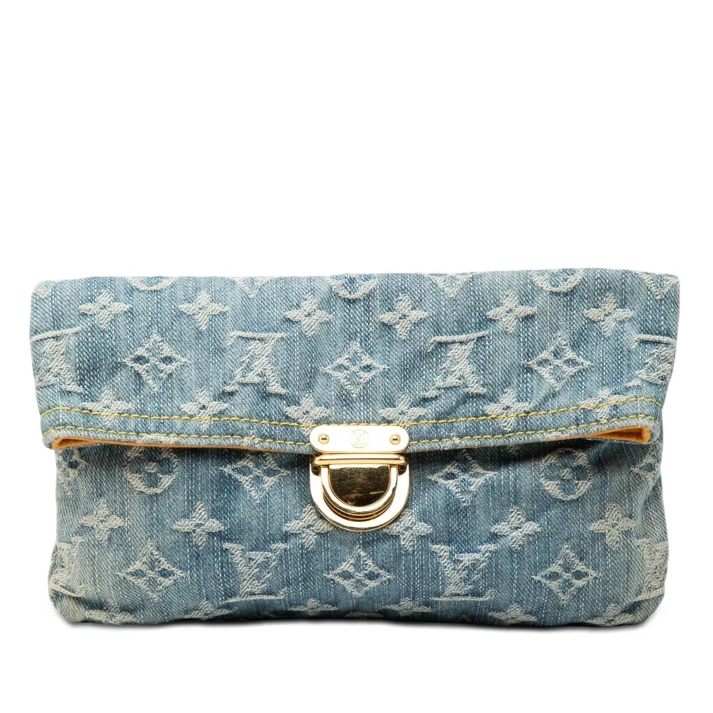 Louis Vuitton Monogram Denim Pochette Plate Blue Very good - Front View