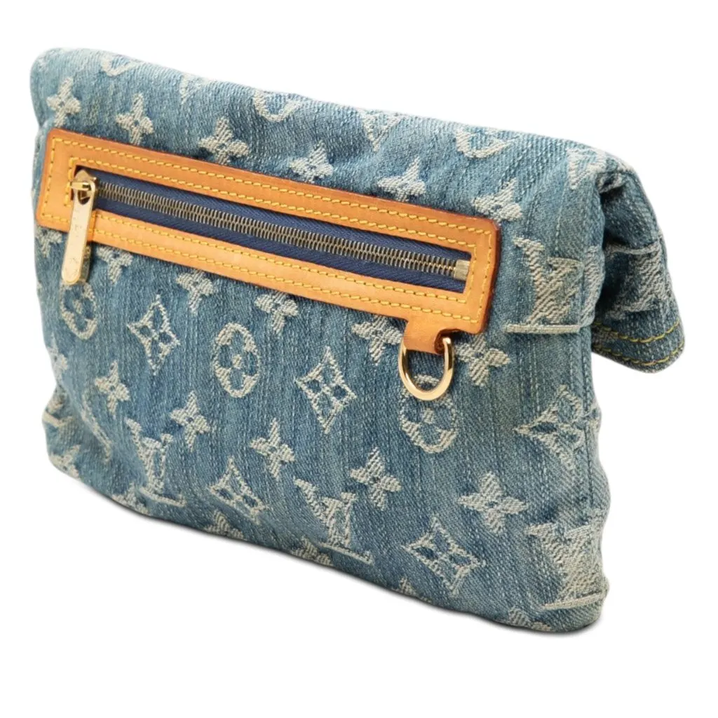 Louis Vuitton Monogram Denim Pochette Plate Blue Very good - Back View