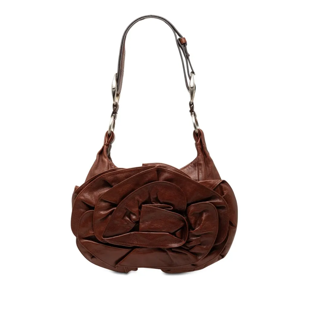 Saint Laurent Leather Nadja Rose Petal Shoulder Bag Brown Leather Very good - Front View