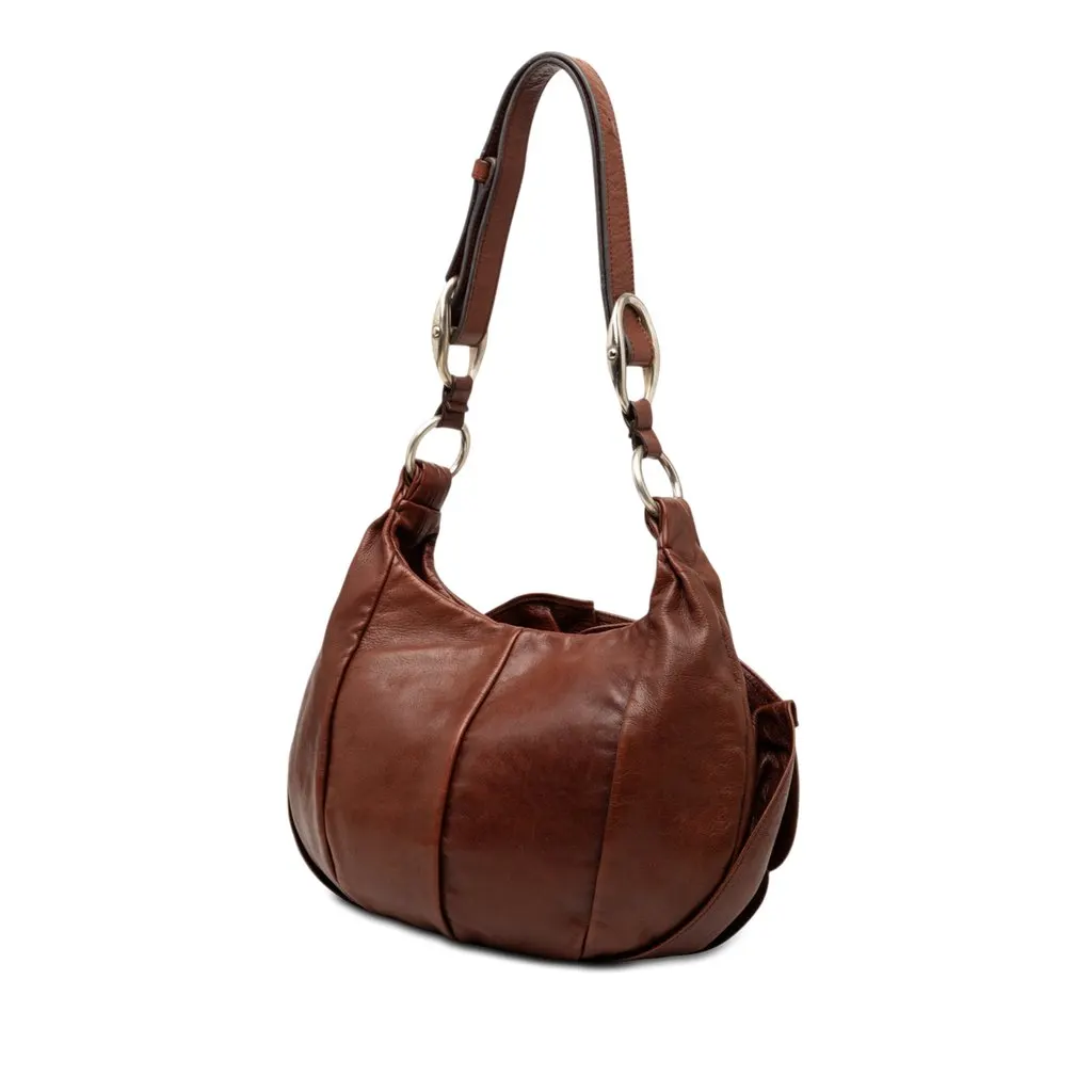 Saint Laurent Leather Nadja Rose Petal Shoulder Bag Brown Leather Very good - Back View