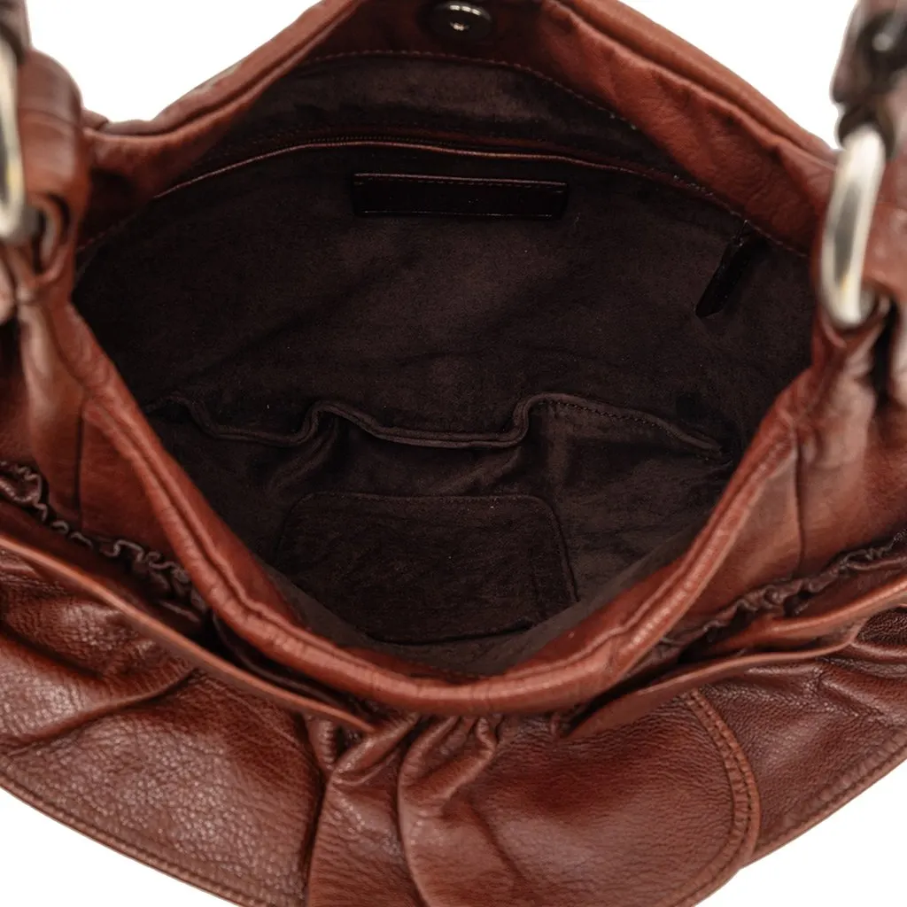 Saint Laurent Leather Nadja Rose Petal Shoulder Bag Brown Leather Very good - Model View