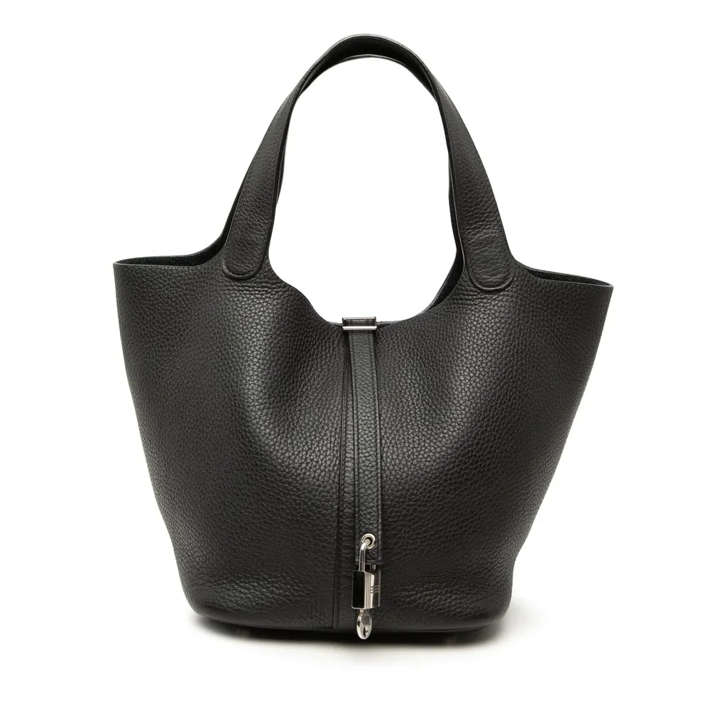 Hermès Clemence Picotin Lock 22 Black Leather Very good - Front View