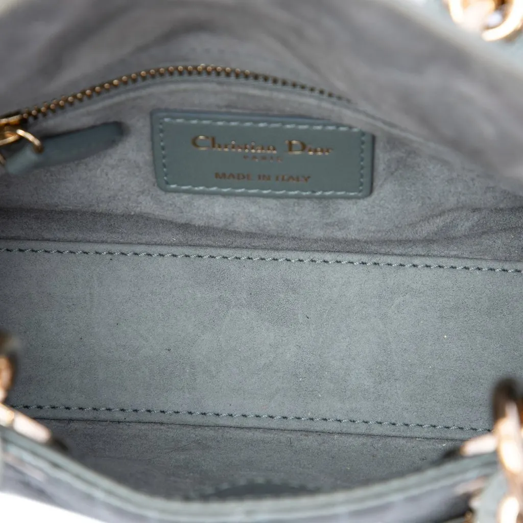 Dior Mini Satin Cannage Swarovski Crystal Lady Dior Grey Satin Very good - Model View
