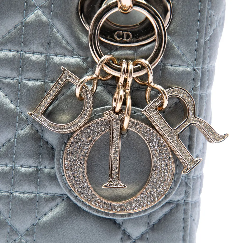 Dior Mini Satin Cannage Swarovski Crystal Lady Dior Grey Satin Very good - Box View