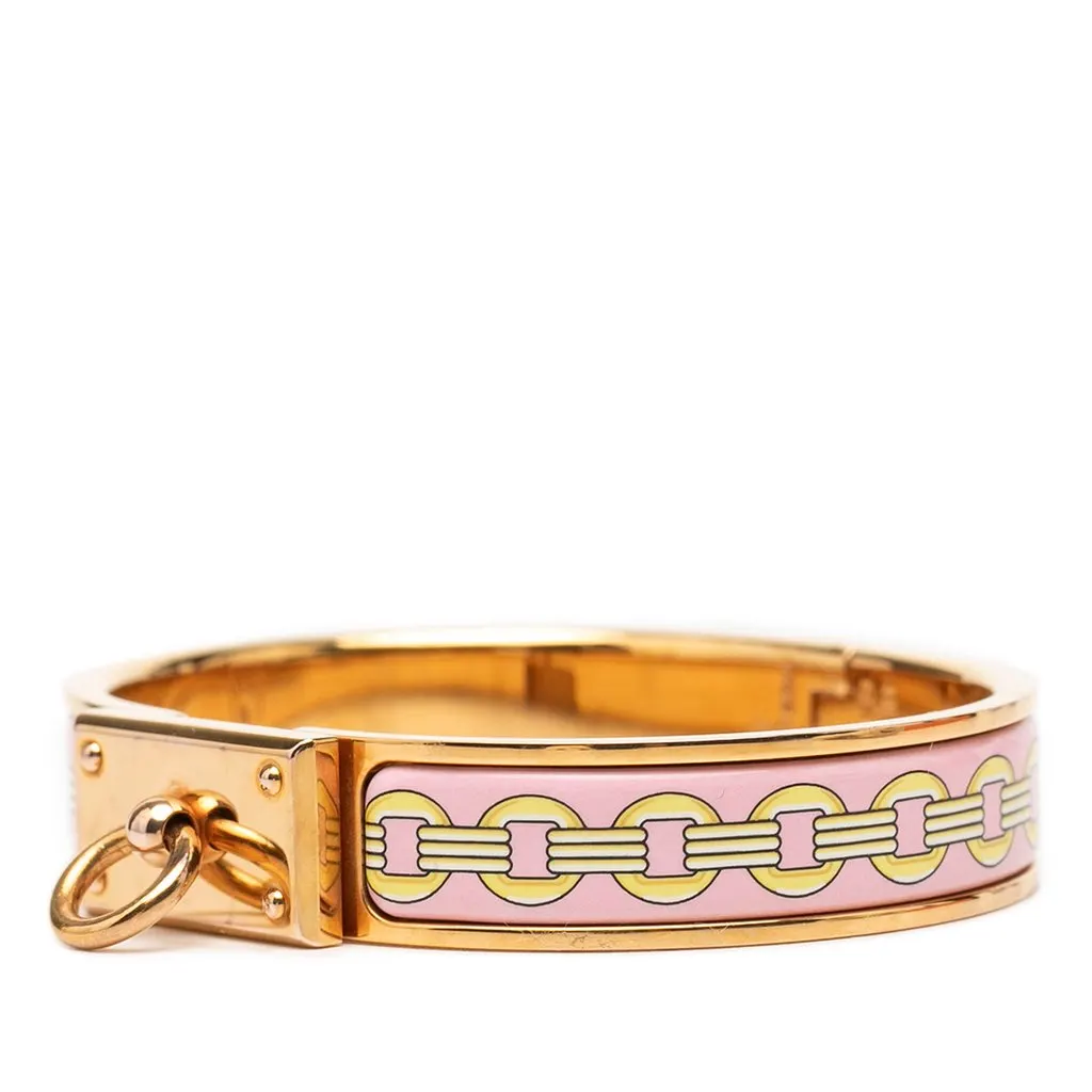Hermès Narrow Printed Enamel Clic Anneau Bracelet PM Pink Very good - Back View