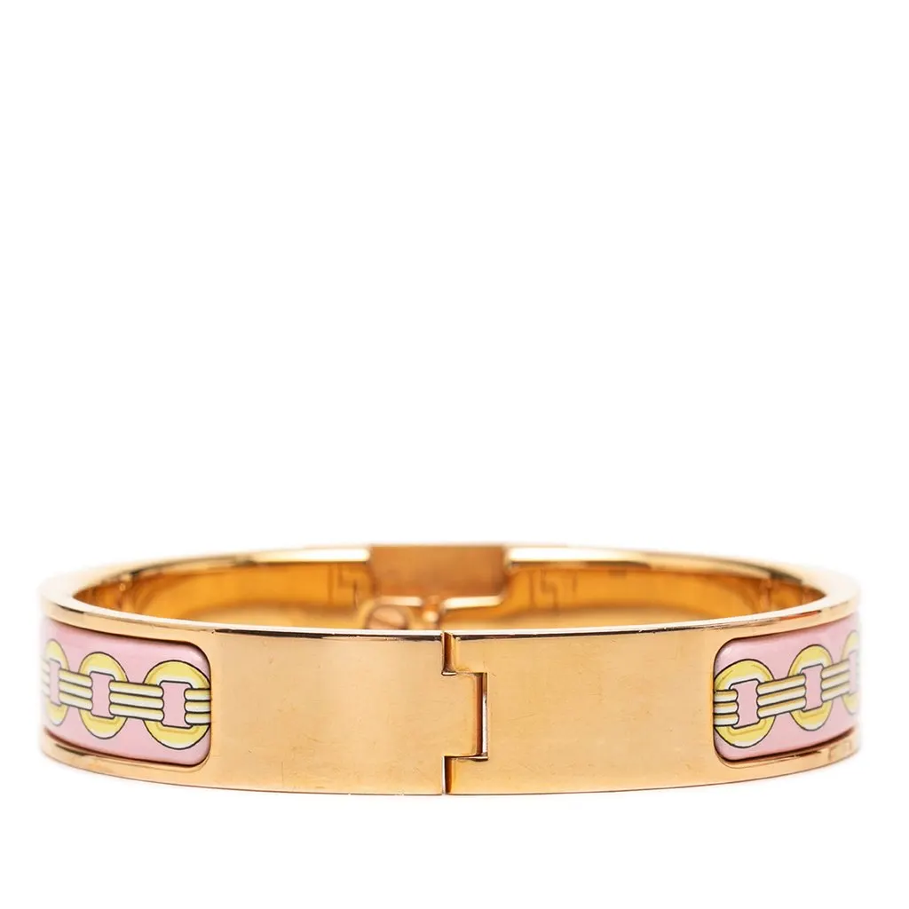 Hermès Narrow Printed Enamel Clic Anneau Bracelet PM Pink Very good - Inside View
