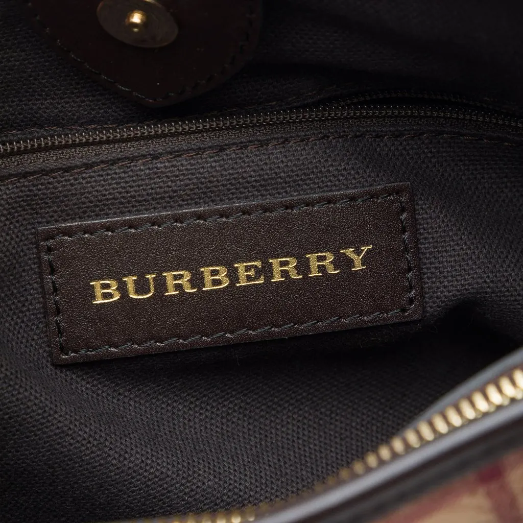 Burberry Small Haymarket Check Coated Canvas Northfield Satchel Beige Very good - Box View