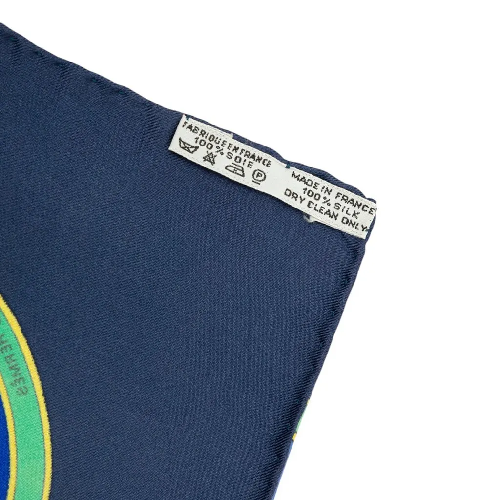 Hermès Qu Importe Le Flacon Silk Scarf 90 Blue Silk Very good - Model View