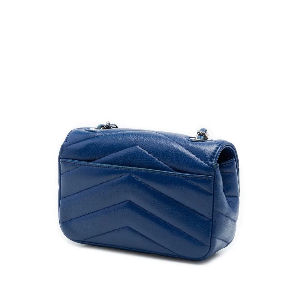 Chanel Mini Caviar Chevron Data Center Envelope Flap Blue Leather Very good - Back View