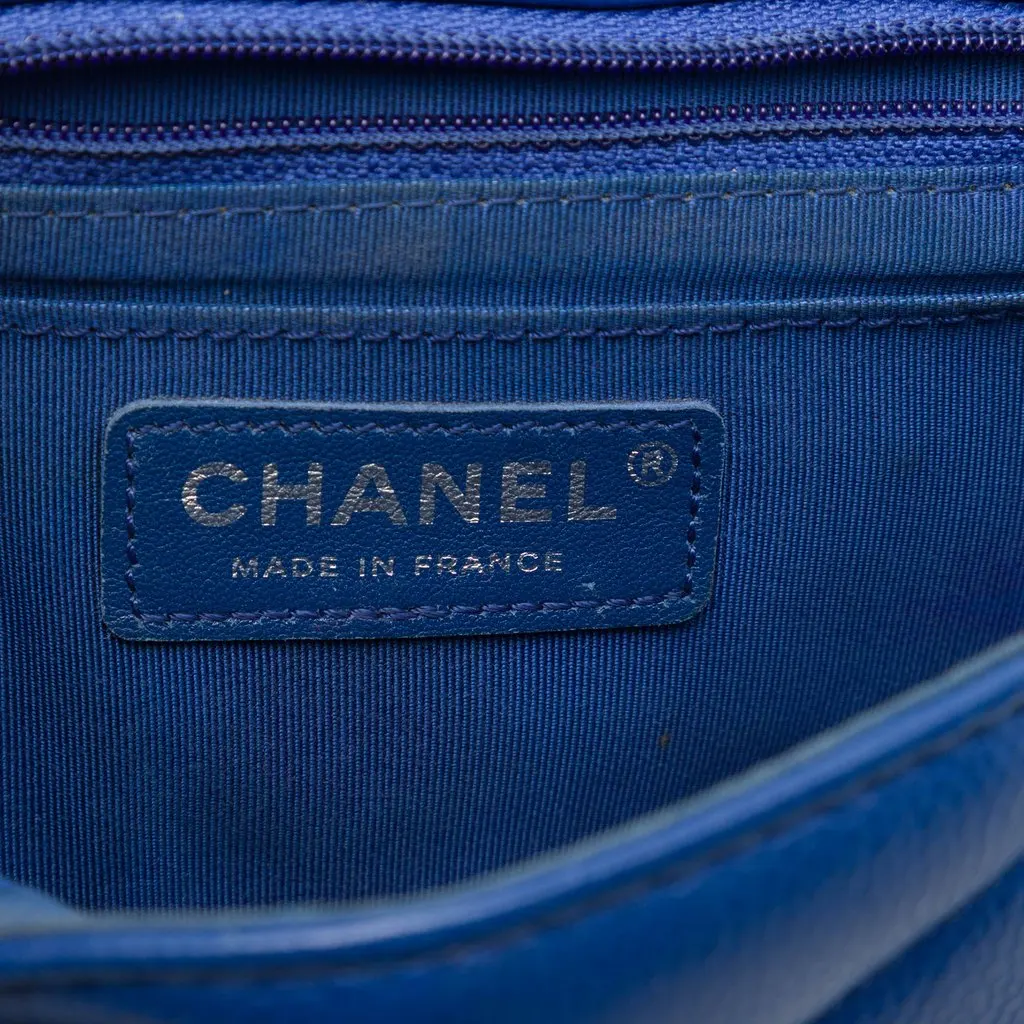 Chanel Mini Caviar Chevron Data Center Envelope Flap Blue Leather Very good - Box View
