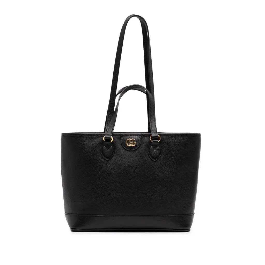 Gucci Small Calfskin Ophidia Tote Black Leather Good - Front View