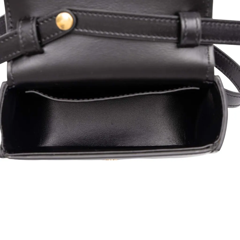 Celine Mini Shiny Calfskin Triomphe Crossbody Black Leather Very good - Model View