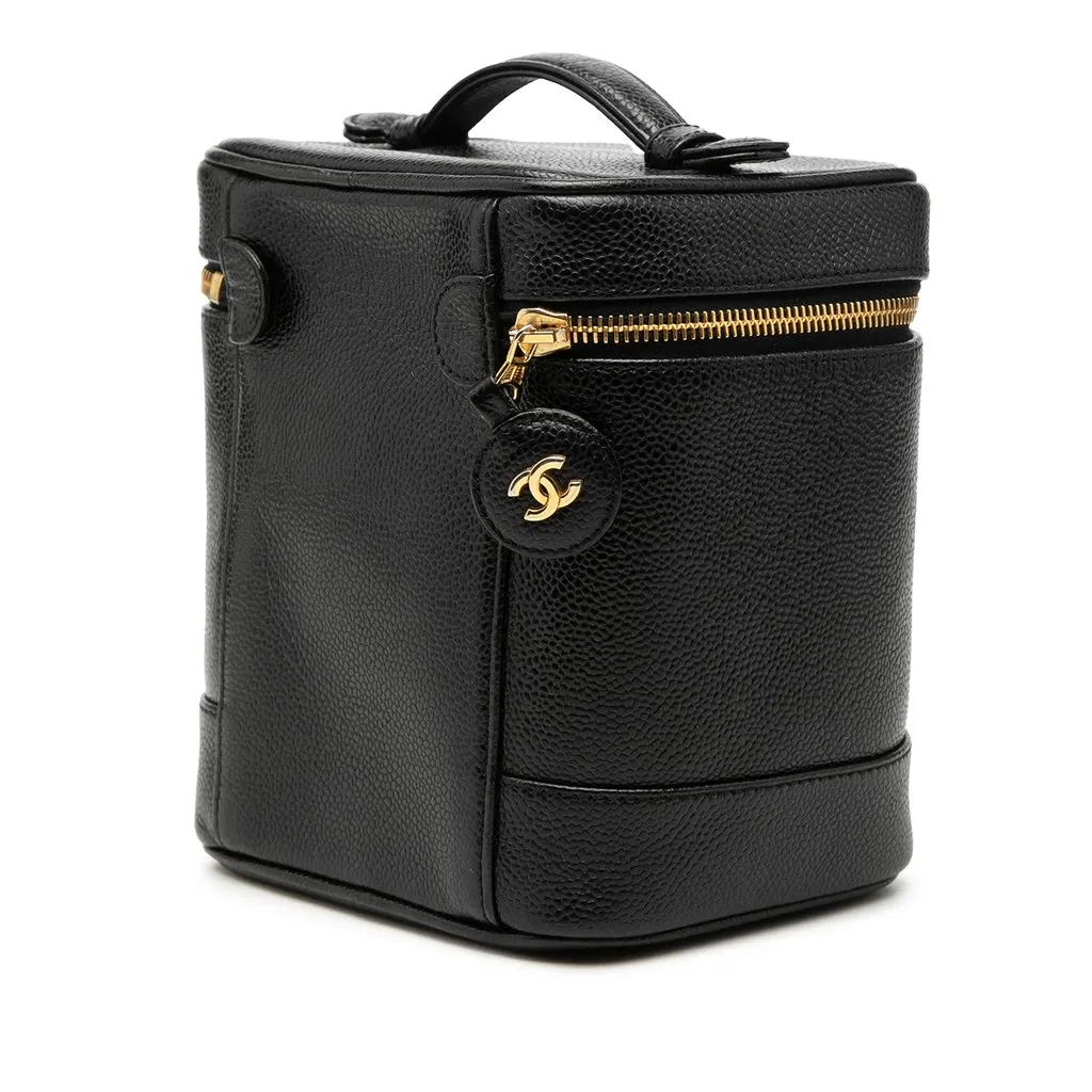 Chanel CC Caviar Vanity Case Black Leather Very good - Back View