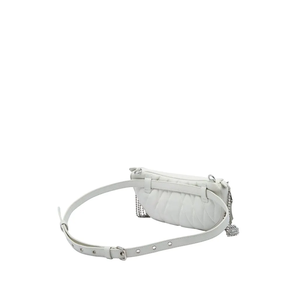 Miu Miu Nappa Crystal Fringe Convertible Belt Bag White Leather Very good - Back View