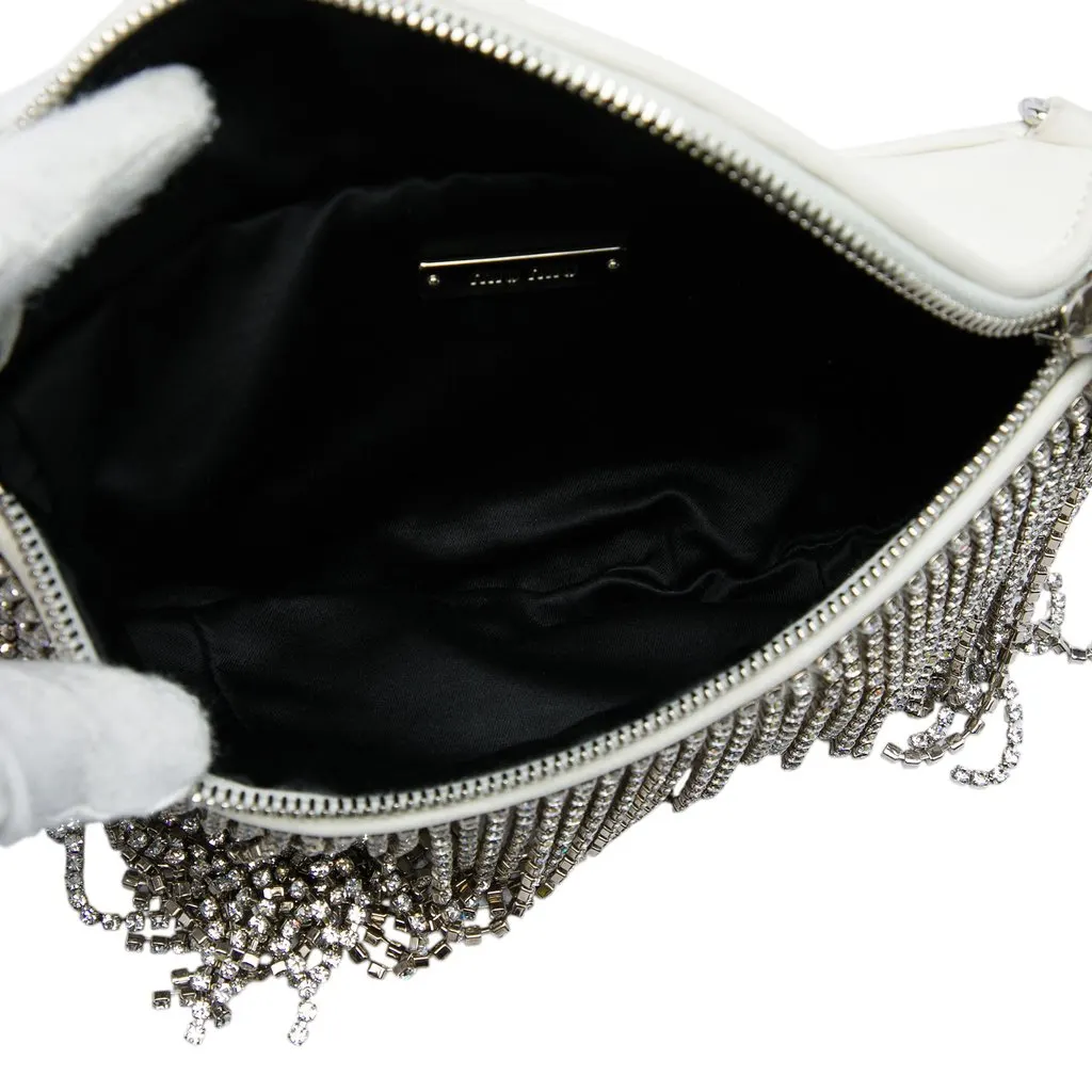 Miu Miu Nappa Crystal Fringe Convertible Belt Bag White Leather Very good - Model View