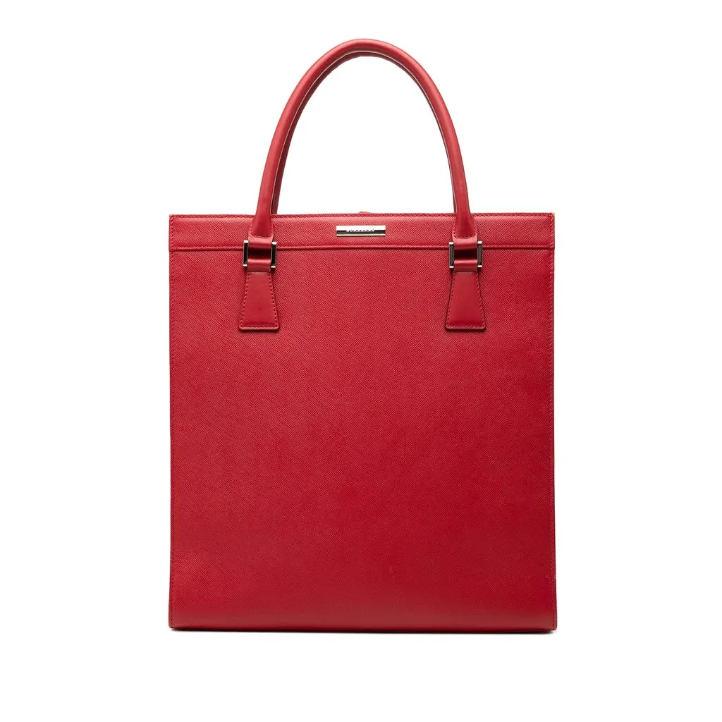 Burberry Leather Tote Red Leather Very good - Front View