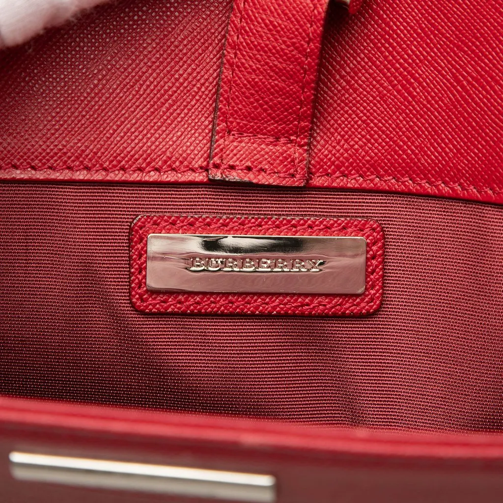 Burberry Leather Tote Red Leather Very good - Box View