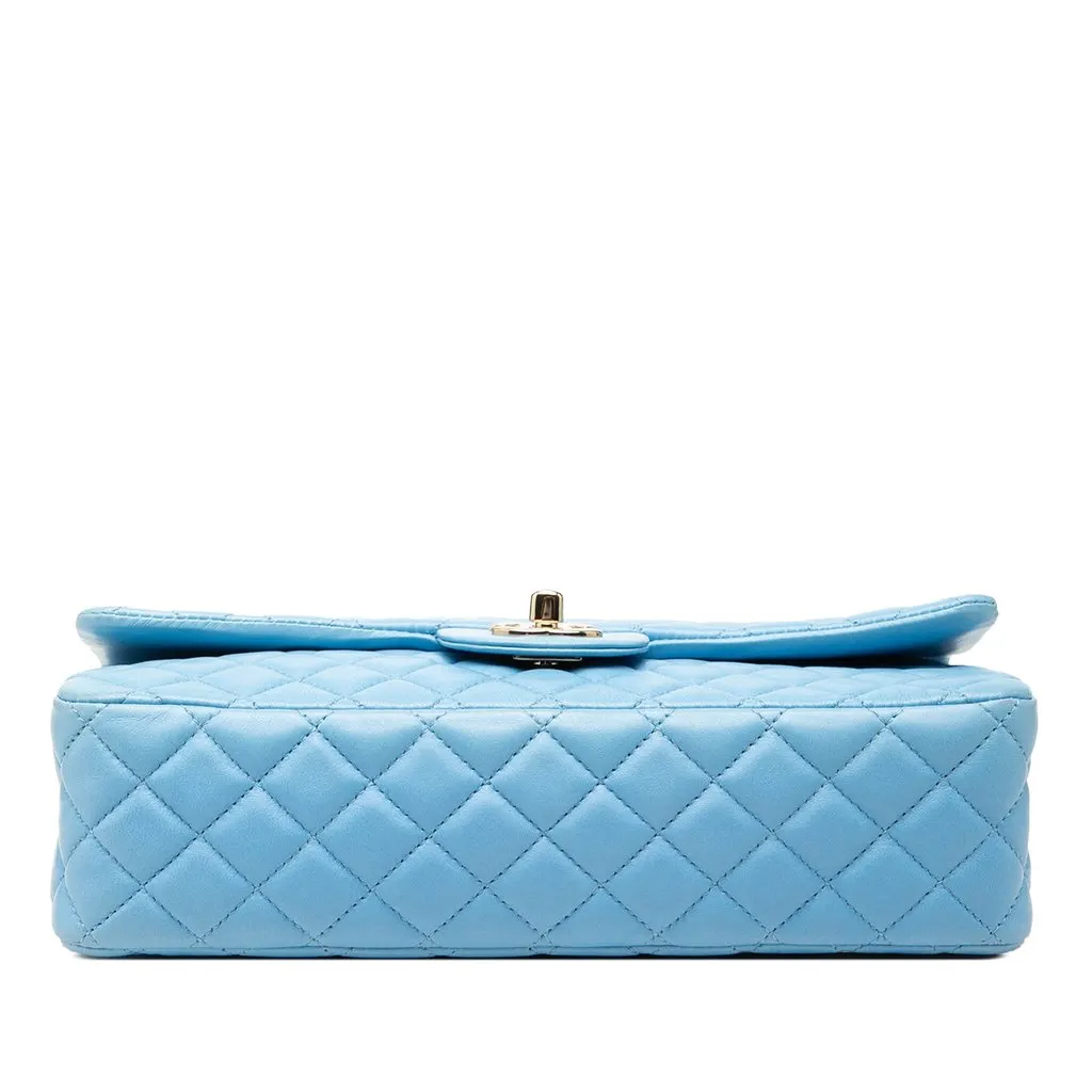 Chanel Medium Classic Lambskin Valentines Heart Charms Single Flap Blue Leather Very good - Inside View