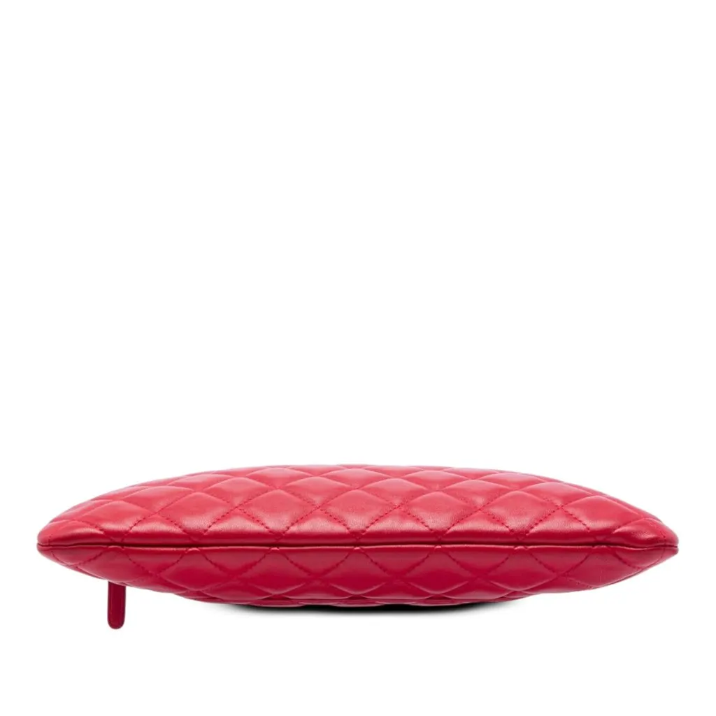 Chanel Medium Quilted Lambskin O Case Clutch Red Leather Very good - Inside View