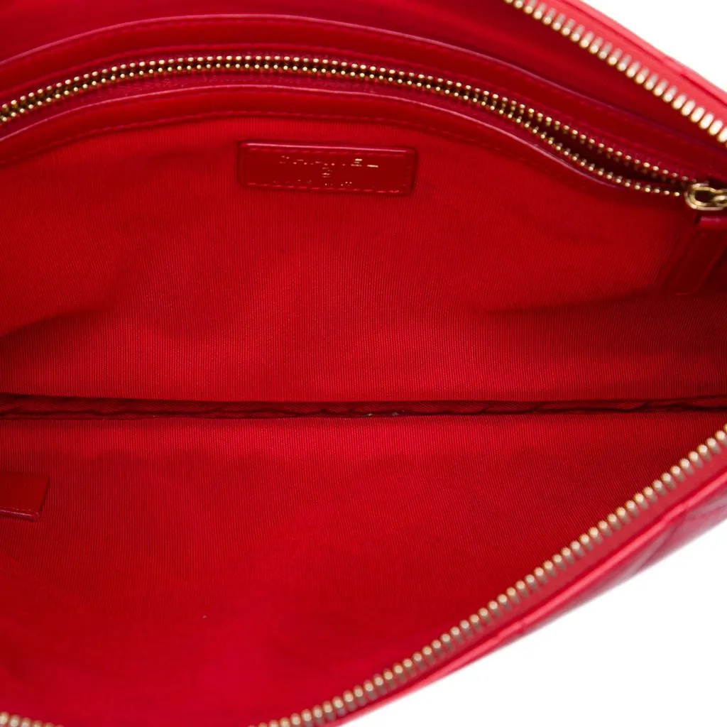 Chanel Medium Quilted Lambskin O Case Clutch Red Leather Very good - Model View